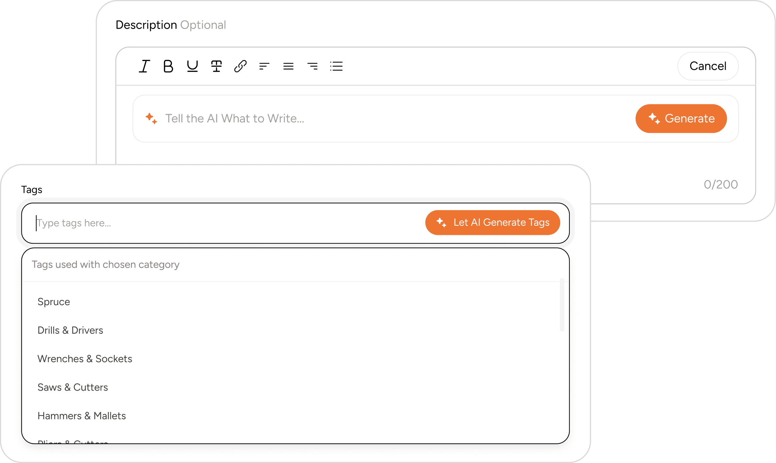 Generate SEO-friendly product tags using AI