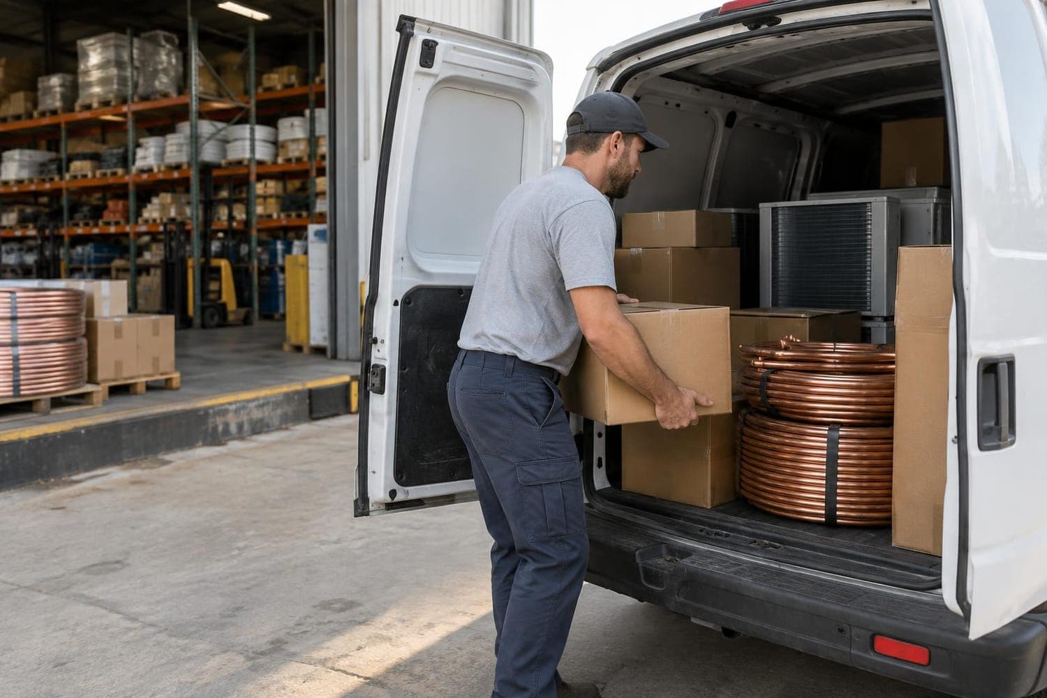 HVAC, electrical and plumbing at work